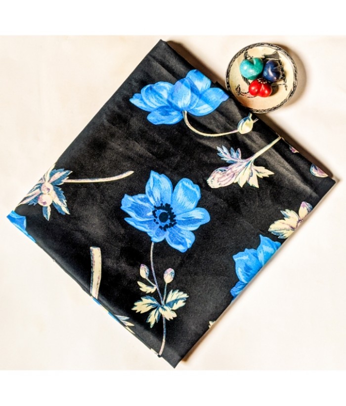 Beautiful Blue Flower Vintage Fabric