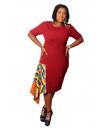 Kente African Print Drape dress - Front view