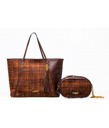 Rust tartan with Chocolate leather shown with the Rust Tote (sold separately)