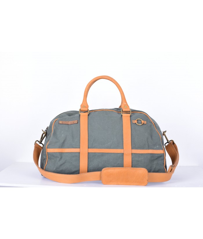 Olive Green Canvas/Tan Leather Duffle