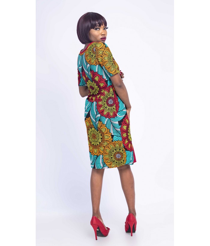 Tinu Africa Bold Print Floral Multicolour Short Dress