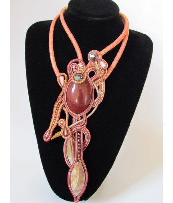 Long Dusty Pink & Rust Shell Necklace